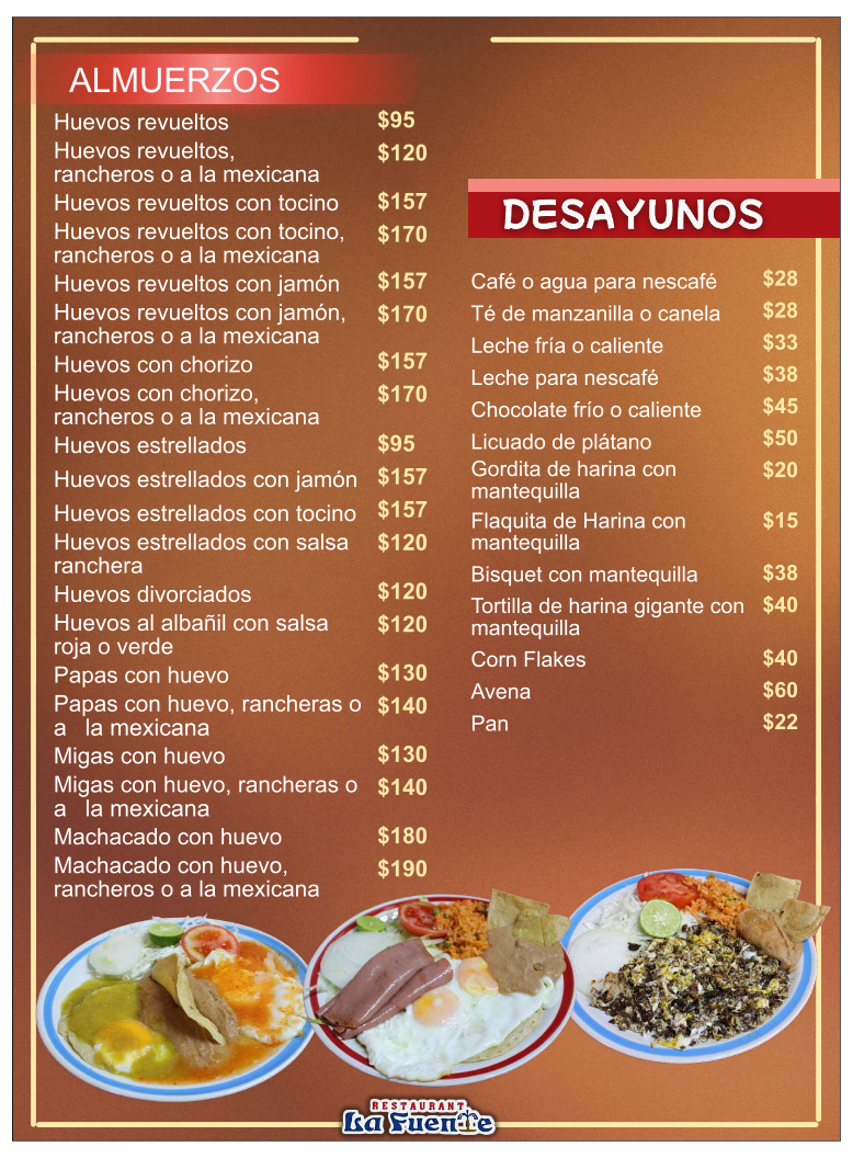 Restaurant La Fuente Menu - Image 1