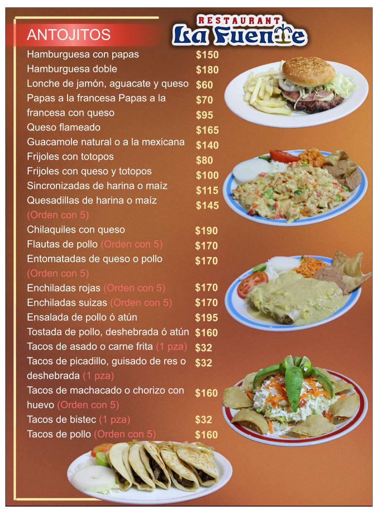 Restaurant La Fuente Menu - Image 2