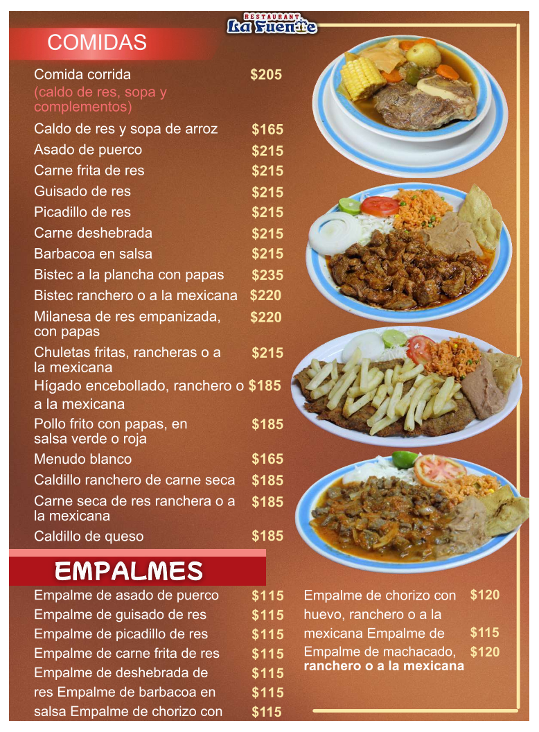Restaurant La Fuente Menu - Image 3